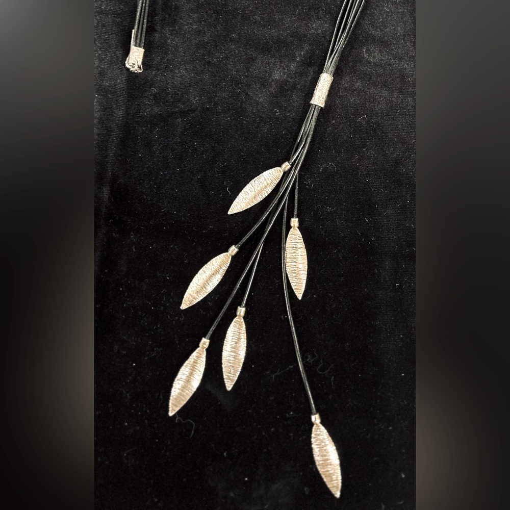 Silpada Sterling and Black leather cord necklace